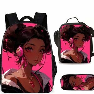 3pc trendy cartoon printed bags NWOT